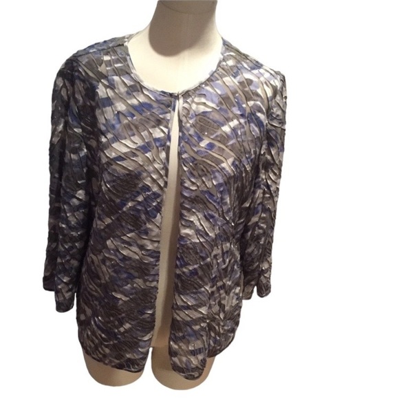 CHICO’S Sparkly Open Front Jacket  - 14 EUC - Picture 1 of 6